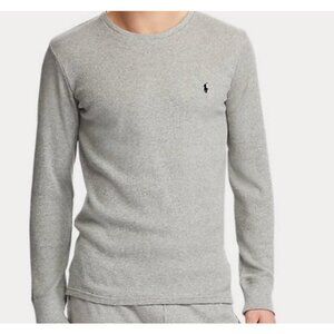Polo Ralph Lauren Waffle Knit Thermal Sleepwear Shirt Light Gray Youth SZ L